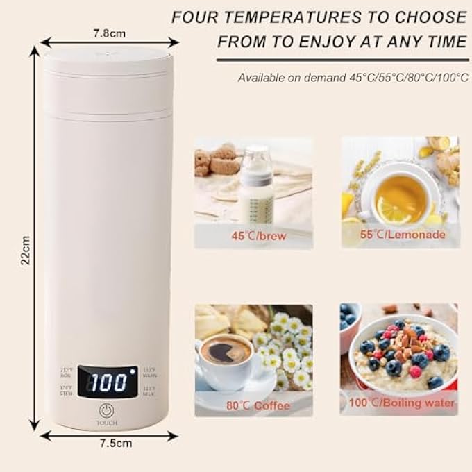 rayihni Hatah Electric Portable Kettle For Travel Small 304 Stainless Steel Travel Kettle 500Ml Auto ShutOff  AntiDry Burning Mini Kettle Portable Water Boiler - Image 2