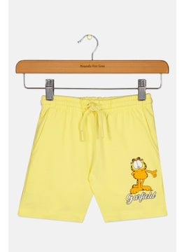 Toddlers Girl Graphic Drawstring Shorts, Yellow Combo