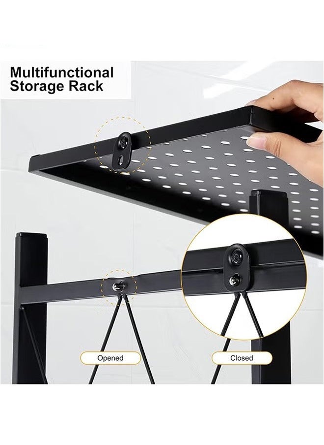 Generic - 5-Layer Foldable Shelf With Wheels, Free Installation Of Floor-To-Ceiling Storage Racks, With 4 Universal Wheels, Black - Image 1