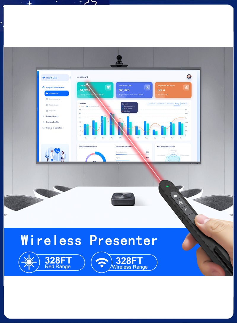 2.4Ghz Wireless Presenter, Flip Pen with Presentation Pointers, Rechargeable PowerPoint Presentation Clicker for Windows and Mac, Remote Control for Slideshows, Keynote and More - Image 1