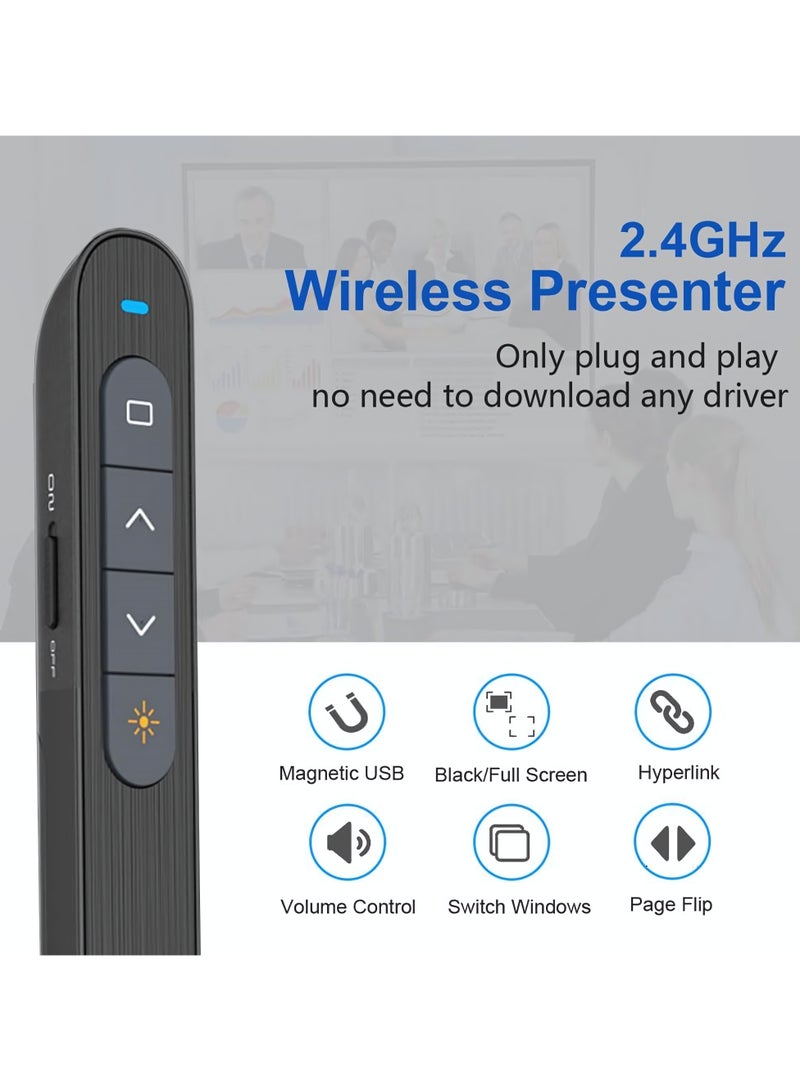 2.4Ghz Wireless Presenter, Flip Pen with Presentation Pointers, Rechargeable PowerPoint Presentation Clicker for Windows and Mac, Remote Control for Slideshows, Keynote and More - Image 3