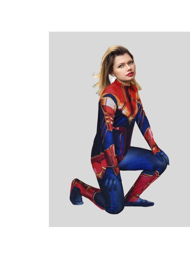 Captain Marvel Cosplay Adult Tight Body Suit For The Marvel Avengers Children's Role-play Fashion Show - Image 3