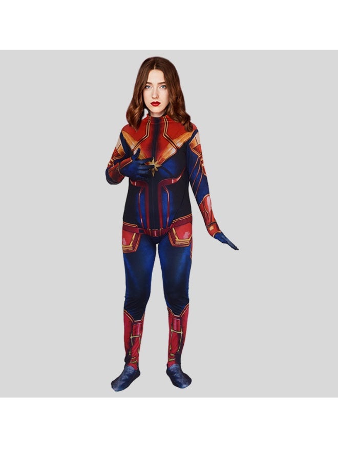 Captain Marvel Cosplay Adult Tight Body Suit For The Marvel Avengers Children's Role-play Fashion Show - Image 2
