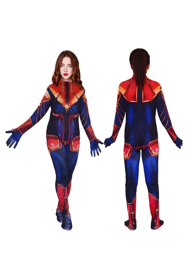 Captain Marvel Cosplay Adult Tight Body Suit For The Marvel Avengers Children's Role-play Fashion Show - Image 1