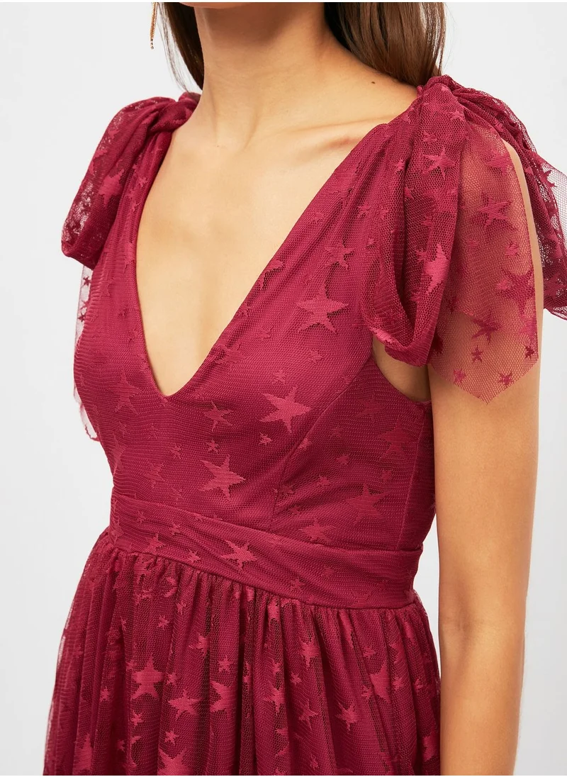 trendyol Pleated Lace Detail Dress