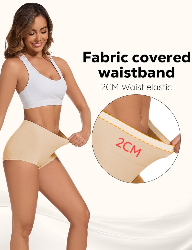 ALLBASE womens Cotton Underwear Ladies High Waisted Full Coverage Stretch Postpartum Panties Pack of 5 - Image 2
