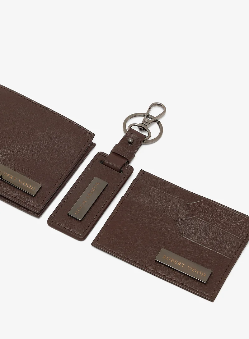 Robert Wood  Genuine leather wallet, card holder & key ring gift set for Men | Best Price UAE