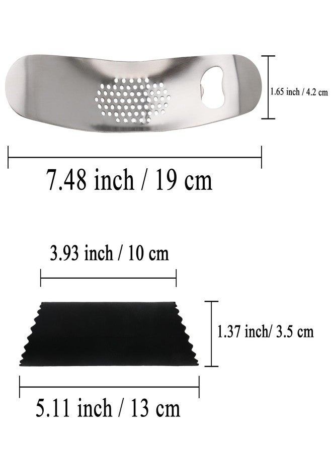 Inxens Garlic Press Rocker Stainless Steel, Manual Garlic Mincer Crusher with Silicone Peeler Set, Heavy Duty Ginger Smasher with Bottle Opener for Kitchen, Dishwasher Safe, Silver & Black - Image 5