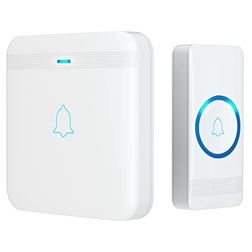 AVANTEK Wireless Doorbell, D-3F Waterproof Chime Kit Operating at Over 1300 Feet with 52 Melodies, 5 Volume Levels & LED Flash - Image 1