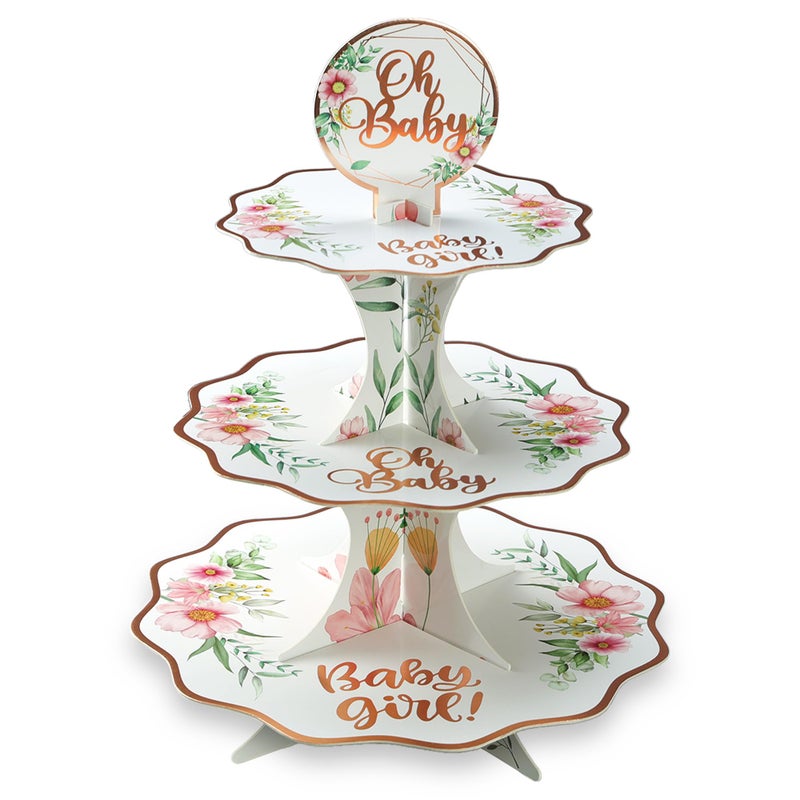 Caoekego 3 Tier 1950s Rock and Roll Music Party Decorations Record Cupcake Stand Vinyl Record Cupcake Holder Music Not Stop Dessert Tower for 50s Retro Theme Music Party Supplies