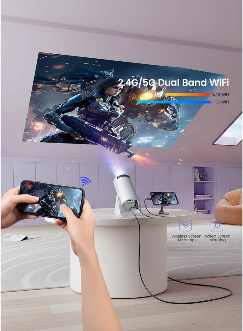 WiMiUS Mini Projector S27 WiFi Bluetooth 1080P Support, 270° Adjustable Stand, Auto Keystone Portable Home Theater Projector - Image 3