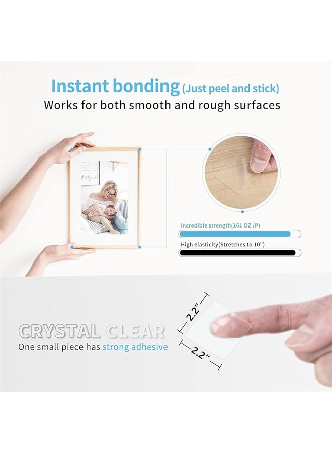 erorex Large Double Sided Adhesive Pads For Mounting 2.36In Two Sided Precut Squares Tape Clear Mounting Square Tape Sticky Tack Double Sided Tape For Walls Hanging Nano Wall Mount Gel Clear 100 Pcs - Image 2