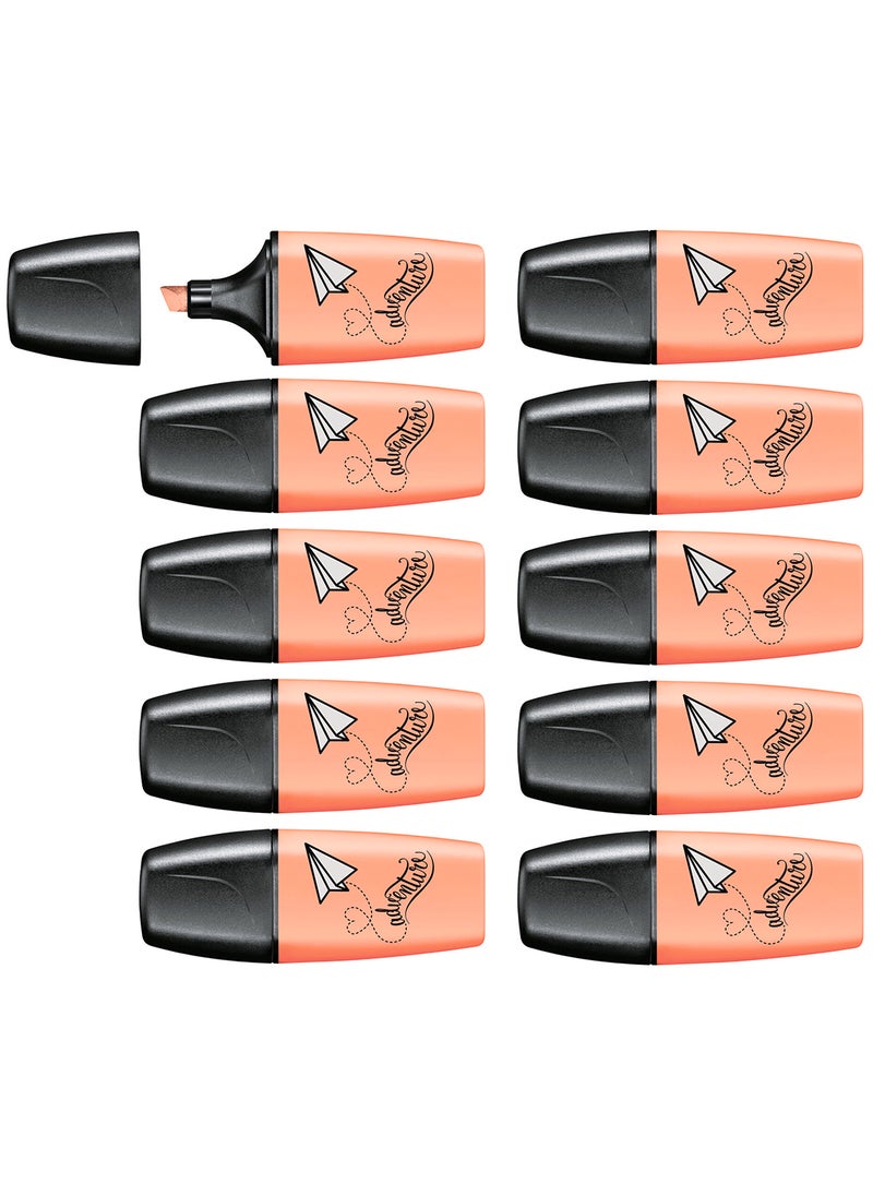 STABILO Boss Mini Pastel Peach Color Highlighter, for Journal Planner , Marking Dictionary, Note Taking , Drawing illustrations , Pack of 10 Pens  - Image 3