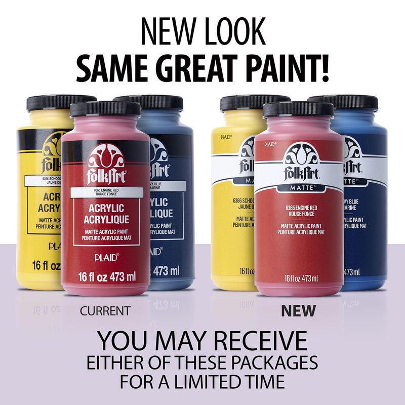 FolkArt Matte Acrylic Paint in Assorted Colors, 16 oz, Engine Red 16 Fl Oz - Image 2