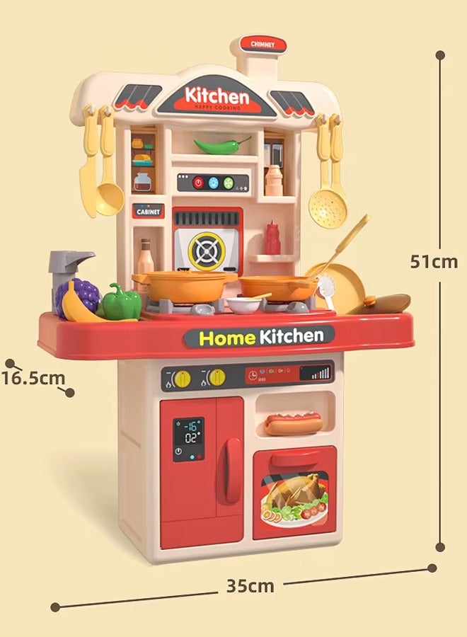 Kids Kitchen Play Set,Interactive Kids Kitchen Play Set with 31Pcs of Pretend Kitchen Toys,Realistic Sound Effects and Simulated Functionality Suitable for Boys and Girls Aged 3 4 5  6 7 8  Years  - Image 2