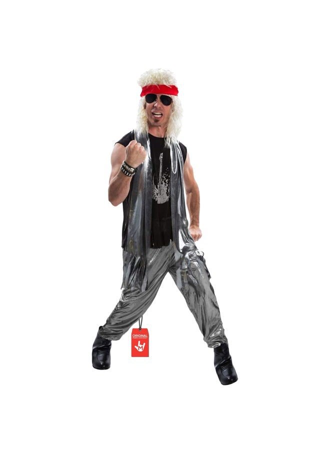 MORPH 80s Rocker Costume Men, Rockstar Mens Costume, Mens 80s Rocker Costume, Rocker Costume, Mens Rock and Roll Costume, Silver, L - Image 1