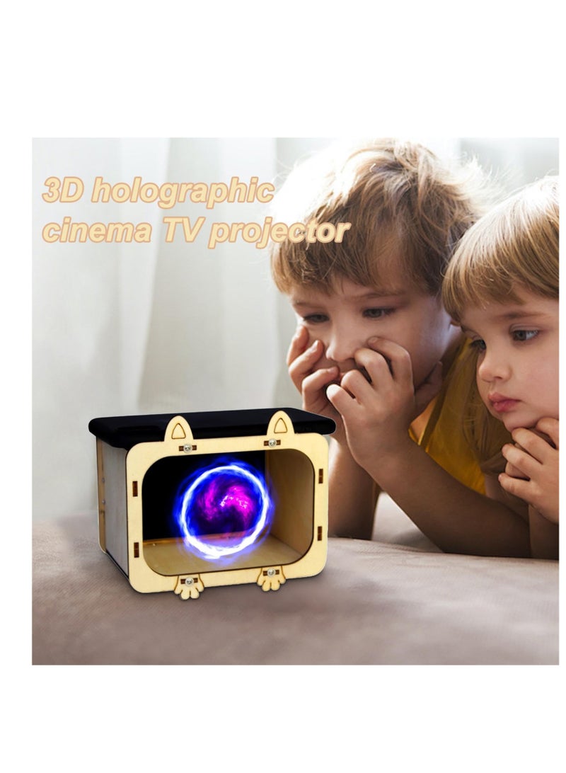 SYOSI Hand Craft Cinema Projector, Wooden Mini Projector with Display Stands Mobile, Smartphone Hologram Cinema, Theater Experience 3d, Display Stands Projector for Kids, Gift for Boys Girls 3-12 - Image 5