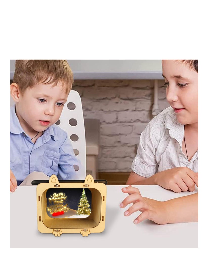 SYOSI Hand Craft Cinema Projector, Wooden Mini Projector with Display Stands Mobile, Smartphone Hologram Cinema, Theater Experience 3d, Display Stands Projector for Kids, Gift for Boys Girls 3-12 - Image 4