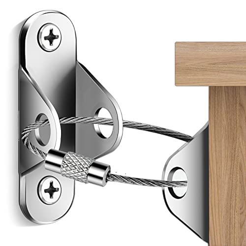 Ougourim Furniture Anchors (10 Packs) Anti Tip Furniture Anchors for Baby Proofing, Furniture Wall Anchor Earthquake Straps for Furniture Dresser Wall Safety Anchor Furniture Fasteners to Wall, Silver - Image 1