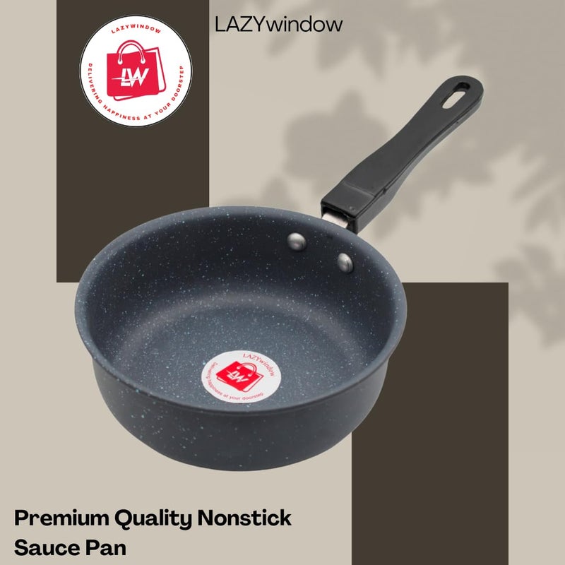 LAZYwindow Superior Nonstick Baby Sauce Pan/Frying Pan 17cm Dia & Tea Stainer, (Base Colour Grey) Pack of 2 - Image 5