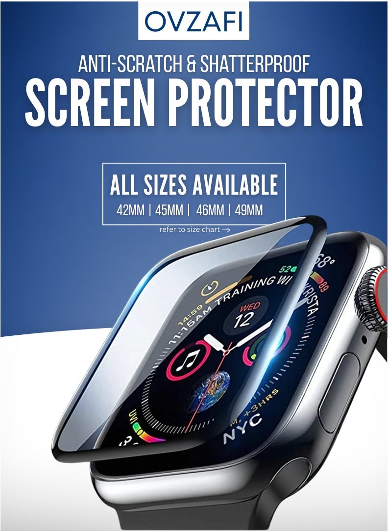 OVZAFI Apple Watch 44mm Screen Protector – Full Coverage Anti-Scratch & Shatterproof Film for Apple Watch Series 4 / 5 / 6 / SE (1st & 2nd Gen)  - Image 1