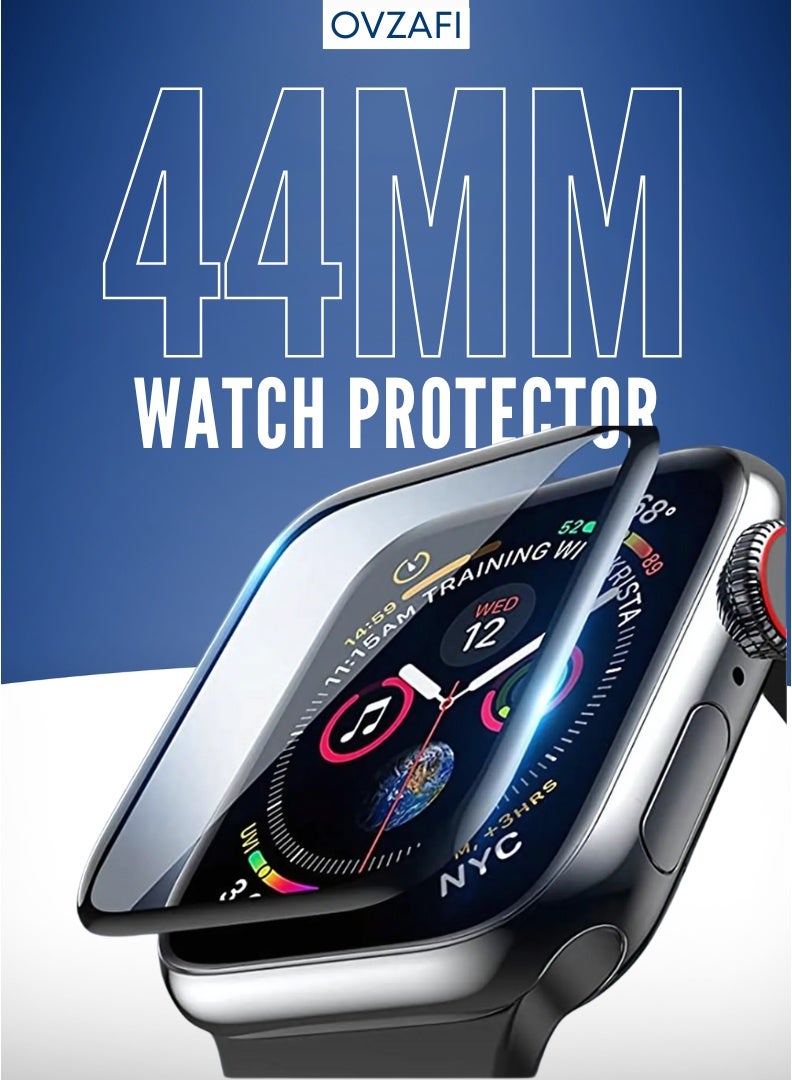 OVZAFI Apple Watch 44mm Screen Protector – Full Coverage Anti-Scratch & Shatterproof Film for Apple Watch Series 4 / 5 / 6 / SE (1st & 2nd Gen) - Image 1