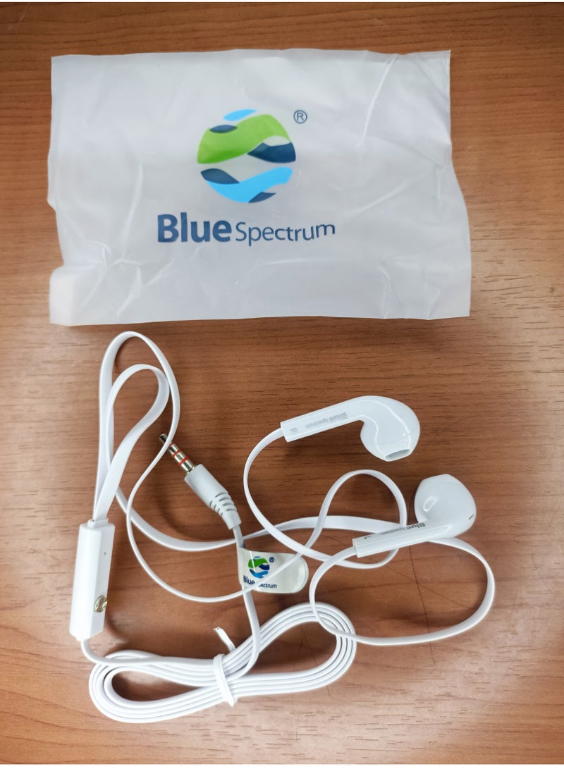 Blue Spectrum D-39 Wired Earphones with Microphone for Calls - White - Image 2