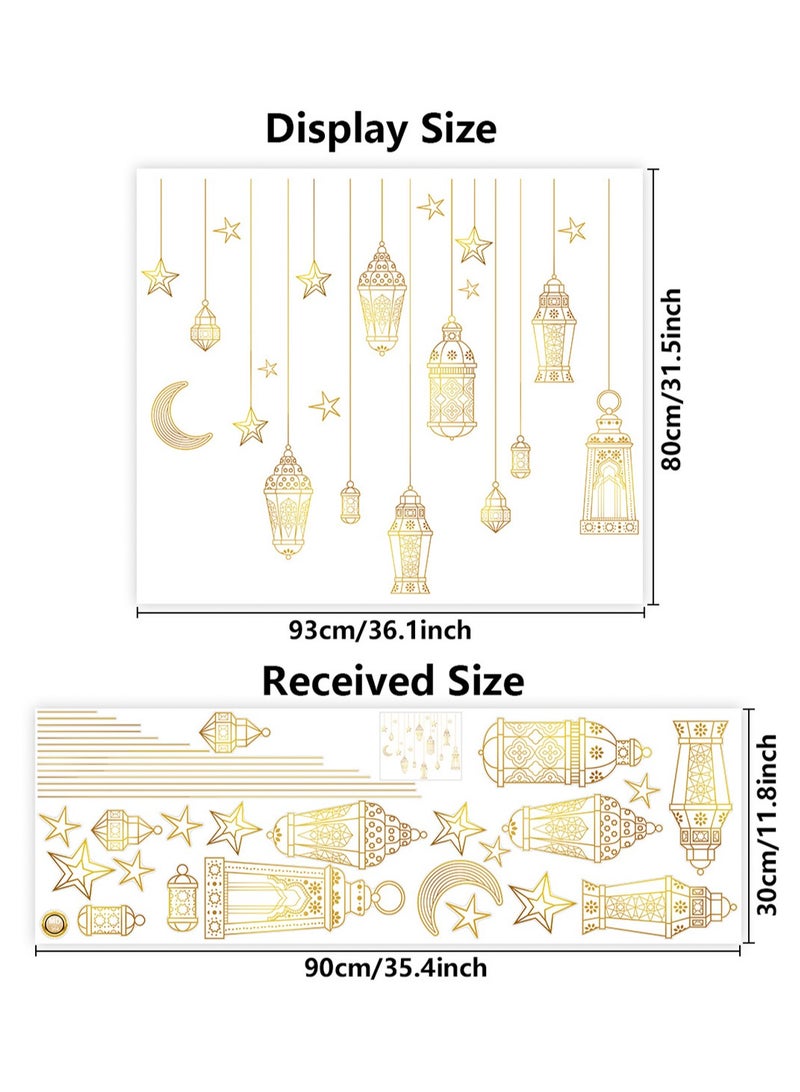 GGOOT Ramadan Wall Decoration Stickers, Wall Stickers Eid al Fitr Mubarak Ramadan Decoration Moon Star Window Stickers Ramadan Home Decoration Living Room Bedroom Decoration Wallpaper - Image 3