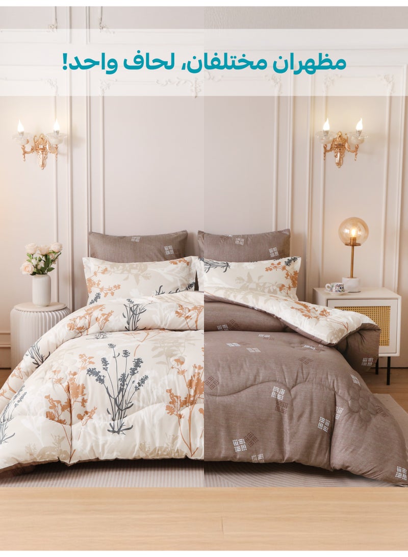 Donetella 4-Pcs Printed Single Comforter Set | Fits 140x200 cm Size Bed | Soft Brushed Microfiber | Reversible Printed Comforter | 350 GSM Down Alternative Fill - Image 5