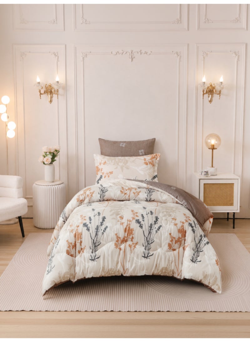 Donetella 4-Pcs Printed Single Comforter Set | Fits 140x200 cm Size Bed | Soft Brushed Microfiber | Reversible Printed Comforter | 350 GSM Down Alternative Fill - Image 1