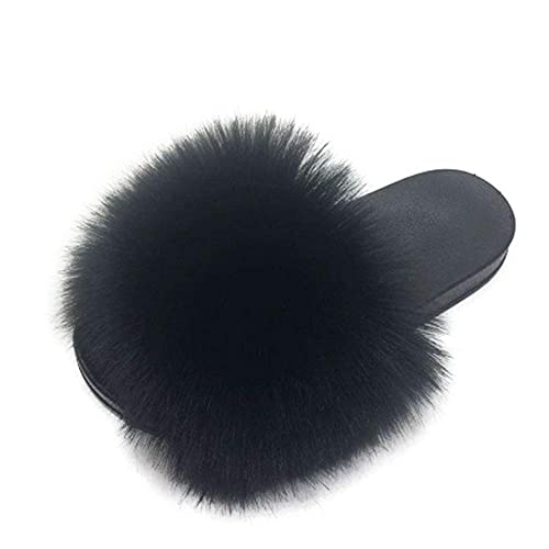 AuapTavw Women's Faux Fur Slides Slippers Fluffy Fuzzy Sandals Open Toe Furry Slide Flip Flop Indoor Outdoor - Image 3