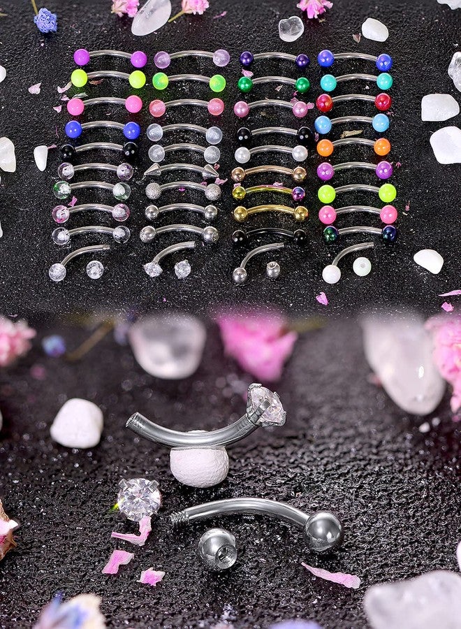 Hoeudjo 40Pcs 16G Eyebrow Piercing Rook Earrings Daith Piercing Jewelry Curved Barbell Kit Surgical Steel Tragus Vertical Lip Rings for Women Men 8mm (5/16") - Image 4