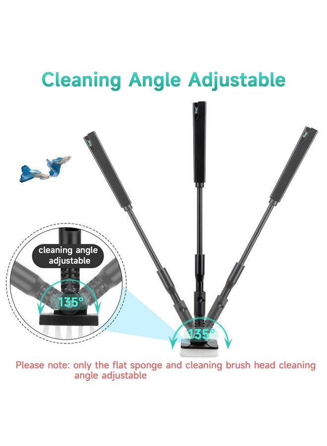 hygger Small Aquarium Cleaning Tools, 4 in 1 Fish Tank Cleaner Kit with Handle,Fish Net,Algae Scraper,Clean Brush,Flat Sponge - Image 3