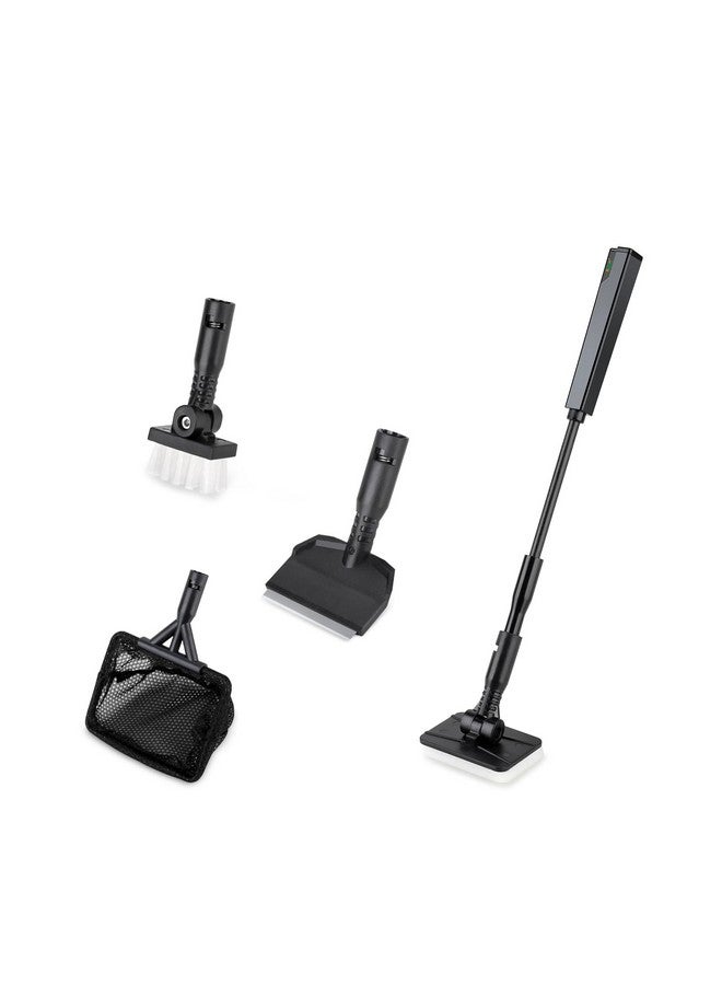 hygger Small Aquarium Cleaning Tools, 4 in 1 Fish Tank Cleaner Kit with Handle,Fish Net,Algae Scraper,Clean Brush,Flat Sponge - Image 1