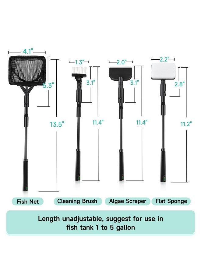 hygger Small Aquarium Cleaning Tools, 4 in 1 Fish Tank Cleaner Kit with Handle,Fish Net,Algae Scraper,Clean Brush,Flat Sponge - Image 5