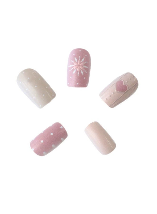 Goolsky Premium Sweet Pink Heart & Floral Medium-Long Press-on Nails for Cute Elegance - Image 2