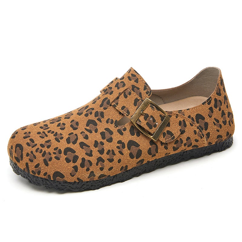 Birkenstock Shoes Summer New Womens Shoes Leopard Print Casual Shoes Leather Surface Polyurethane Shoes Versatile Comfortable Shoes Womens Shoes G-y11 light brown color - Image 2