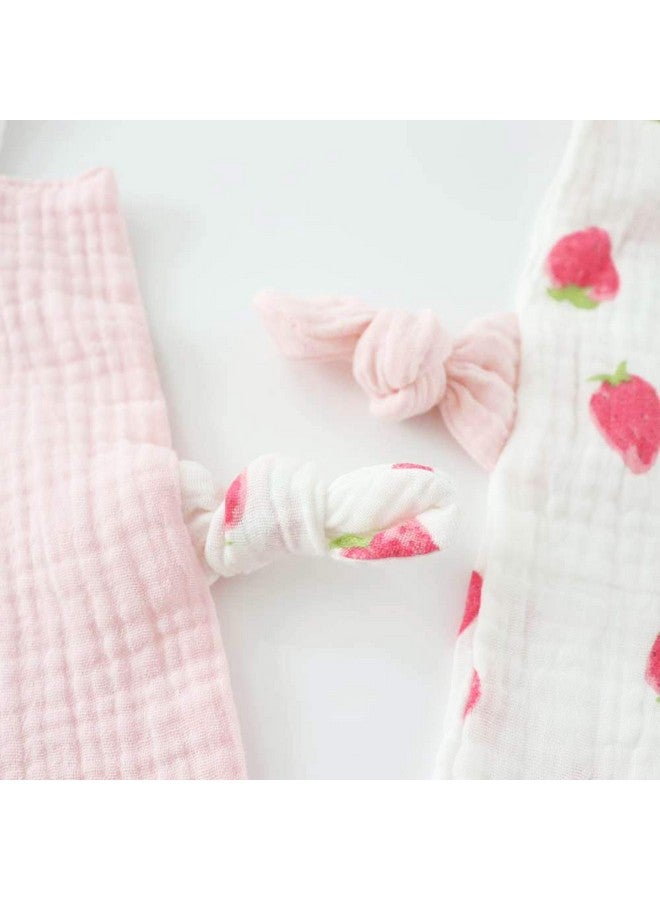 Emenpy Bunny Security Blanket for Boys and Girls,Cotton Soft Breathable Muslin Soothing Towel Appeasing Toy for Infant,Newborn Gift,2 Pcs Set (PurePink&Strawberry) - Image 4