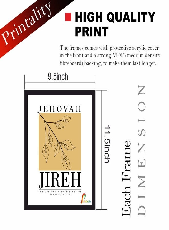 Printality Set of 6 Name of gods Bible Wall Art. 10 x 8 Scripture Wall Photo frame-Ready to décor your home and office, Jehovah Jireh Rapha Shalom Shammah Nissi Raah - Image 2