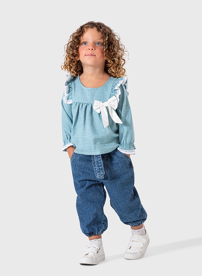 بلوزة كتان للبنات أطفال صغار