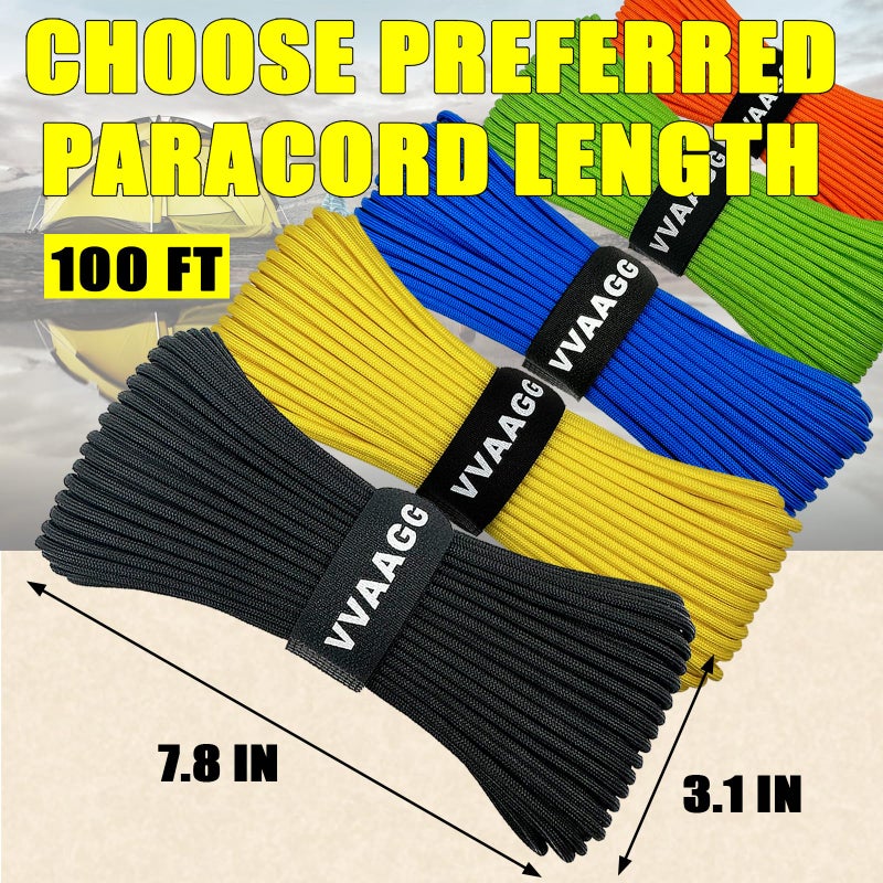 Vvaagg 1000 Black Paracord Rope 100Ft Utility Nylon Heavy Duty 12 Strand Parachute Cord For Camping  Tent  Clothsline  Outdoor Hiking  Fishing  Survival Braceletand  Marine Weatherproof Rope (100Ft) - Image 3