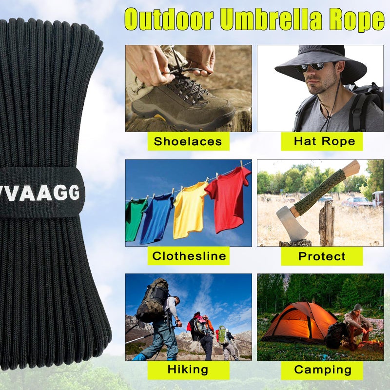 Vvaagg 1000 Black Paracord Rope 100Ft Utility Nylon Heavy Duty 12 Strand Parachute Cord For Camping  Tent  Clothsline  Outdoor Hiking  Fishing  Survival Braceletand  Marine Weatherproof Rope (100Ft) - Image 5