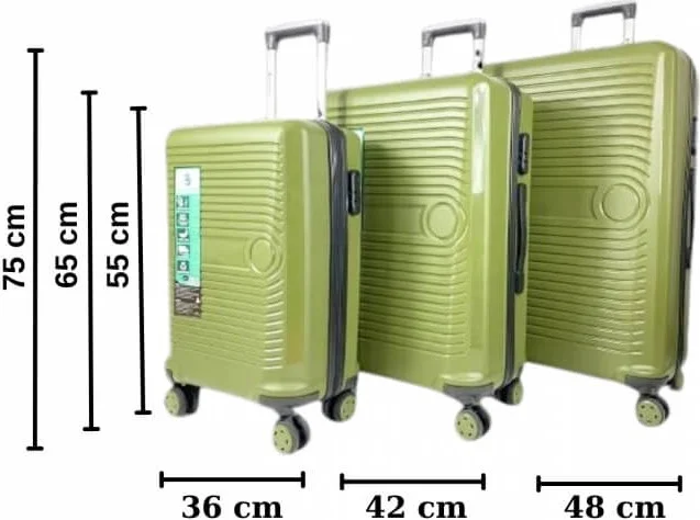 Piev Bussiens 3 Size Encrypted Pp Shockproof Unbreakable 4 Wheel Bag Suitcase Set Khaki Green