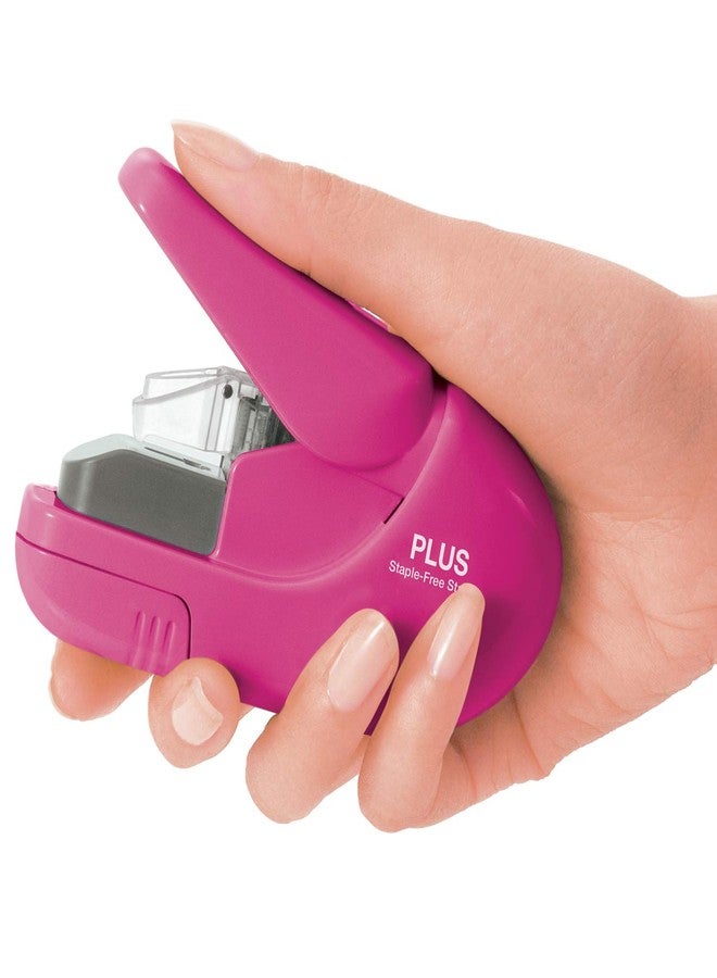 PLUS Paper Clinch Staple Free Stapler Pink - Image 2