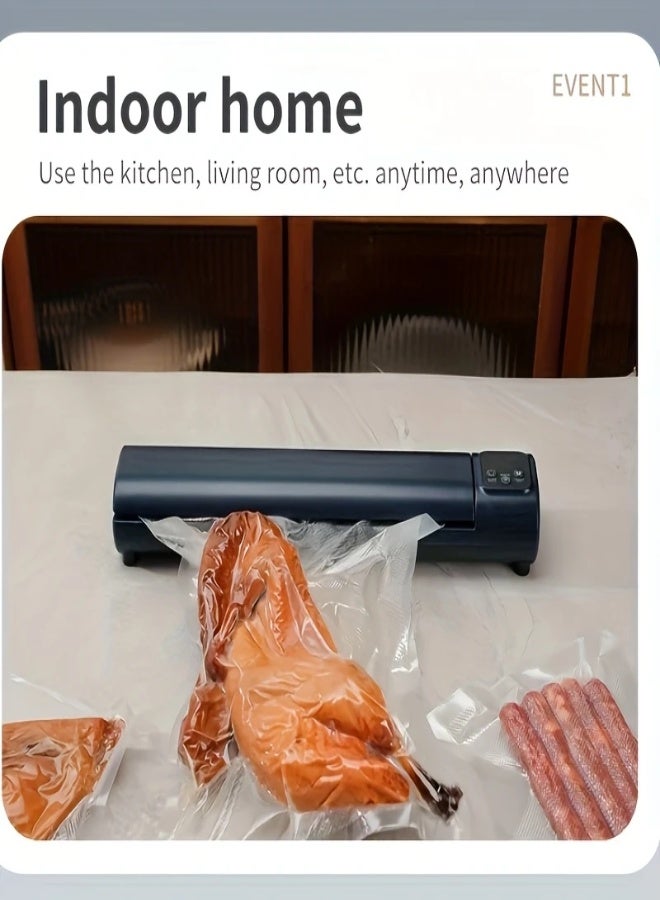 AROAQ Portable Multi-Function Mini Vacuum Sealer - Includes 10 Vacuum Bags, Ideal for Snacks, Chips, Dog Food, Meat, and Fish. A Must-Have Kitchen & Outdoor Picnic Essential, Compact Design with Durable Construction - BLUE - Image 5