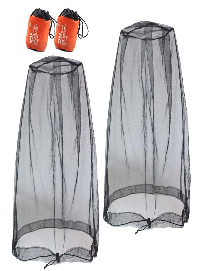 Eysinyge Mosquito Head Net for Insect 2-Pack, Ultra-Fine 700-Hole Mesh, Fly Bug Net Hat, Compact Storage Bag, Large Coverage for Camping, Hiking, Fishing, Gardening, Safari, Fits All Hats for Adults, Black - Image 1