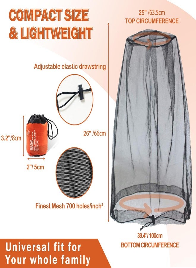 Eysinyge Mosquito Head Net for Insect 2-Pack, Ultra-Fine 700-Hole Mesh, Fly Bug Net Hat, Compact Storage Bag, Large Coverage for Camping, Hiking, Fishing, Gardening, Safari, Fits All Hats for Adults, Black - Image 4