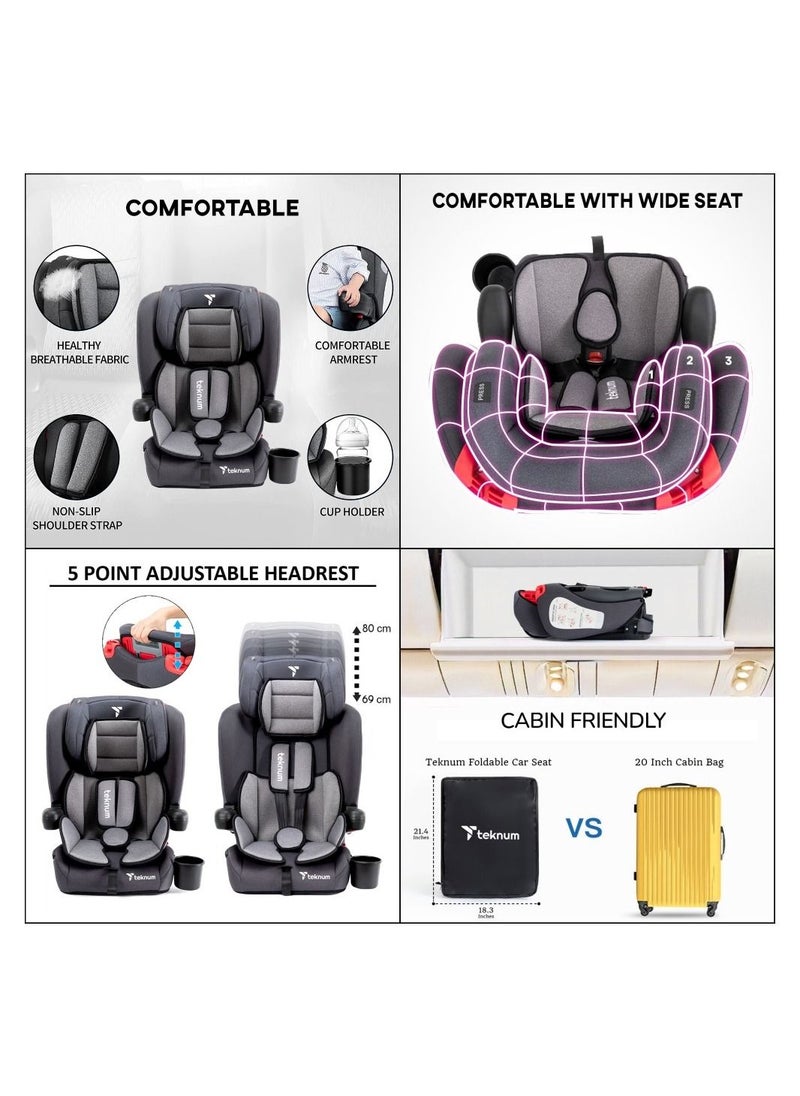 TEKNUM - Pack And Go Foldable Car Seat With Ace Diaper Bag - Grey - Image 1