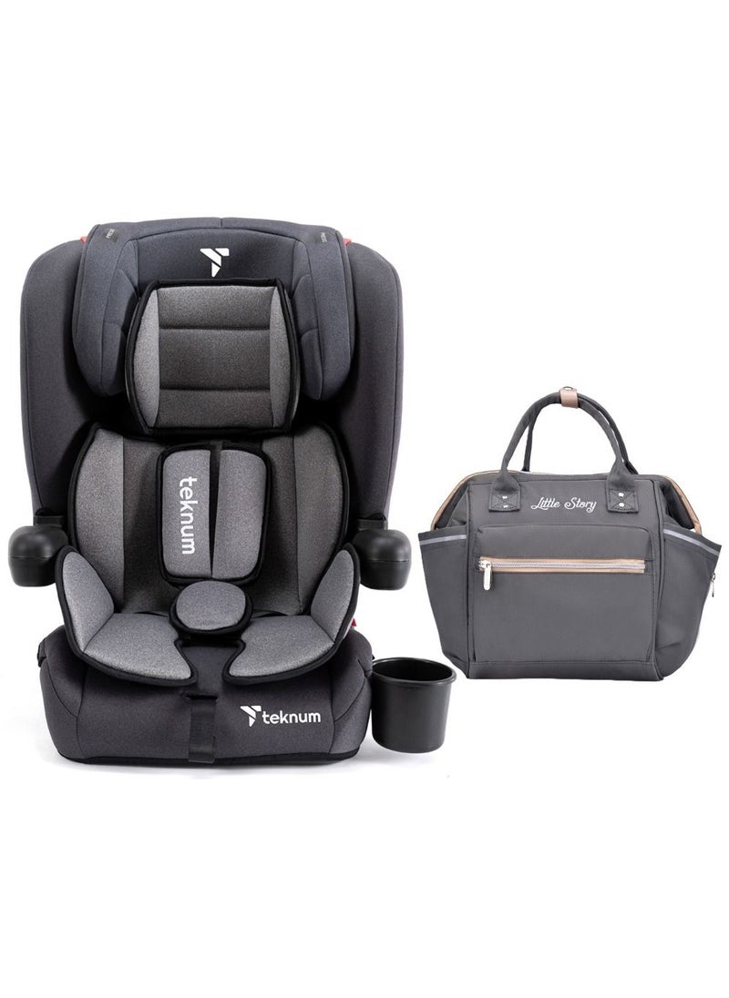 TEKNUM - Pack And Go Foldable Car Seat With Ace Diaper Bag - Grey - Image 1