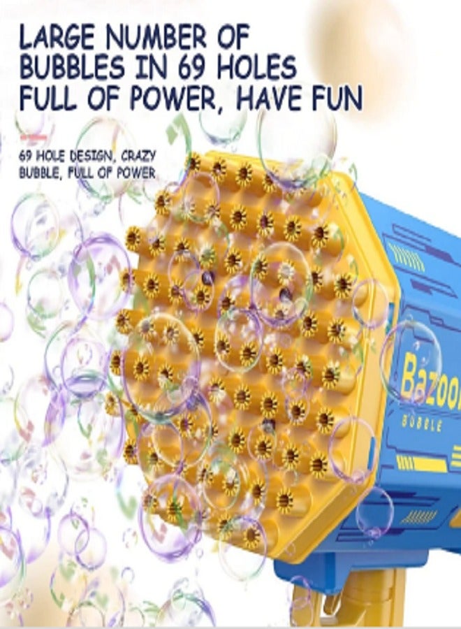 Bazooka Bubble Machine Gun, 69 Holes Colorful Lights Bubble Gun,Bazooka ...